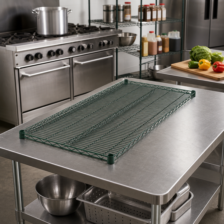 Product image #3 for Winco 60 x 21 Inch Epoxy-Coated Green Wire Shelf