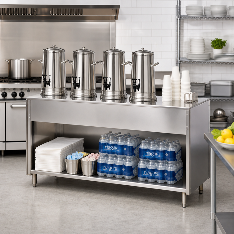 Product image #2 for Spec-Master 63-1/2-Inch Stainless Steel Beverage Urn Stand with Open Shelf