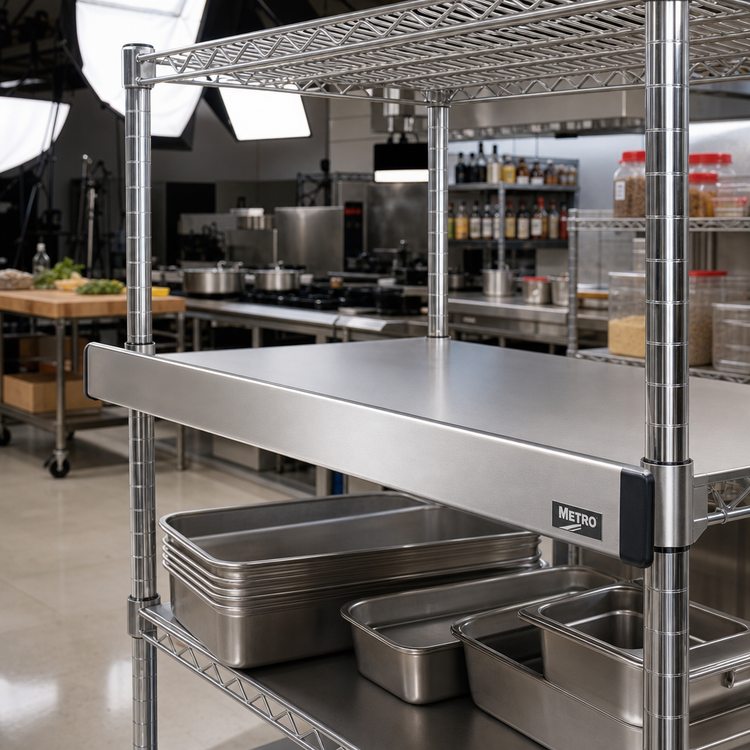 Product image #2 for Metro Super Erecta 48-Inch x 4-Inch Stainless Steel Shelf Ledge for Solid Shelves