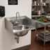Thumbnail image #2 for Eagle Group Wall-Mount 304 Stainless Steel Hand Sink with Faucet, Basket Drain, and Side Splashes