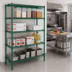 Thumbnail image #2 for Quantum WR54-3042P 4-Shelf Stationary Wire Shelving Starter Kit, 42"W x 30"D x 54"H, Green Epoxy Finish