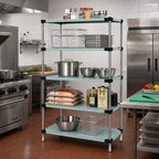 Thumbnail image #2 for Quantum WRS5-74-1848SS Stainless Steel Solid Shelving Starter Kit, 48"W x 18"D x 74"H, 5 Shelves