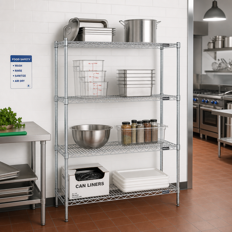 Product image #2 for EAGLEbrite 4-Tier Stationary Wire Shelving Starter Unit, 36 x 18 x 74 Inches, Zinc Finish
