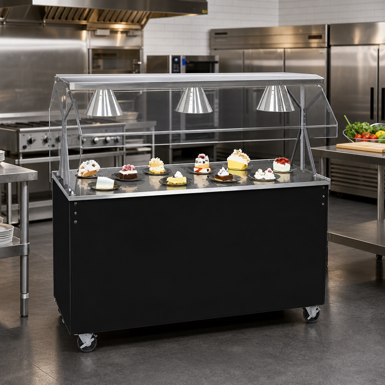 Product image #2 for Vollrath 2-Series Affordable Portable 60-Inch Cafeteria Utility Station with Breath Guard and Solid Black Base