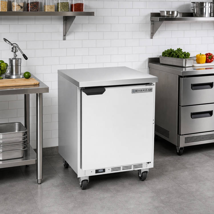 Product image #2 for Beverage-Air 24-Inch One-Section Worktop Freezer with Flat Top and Solid Door