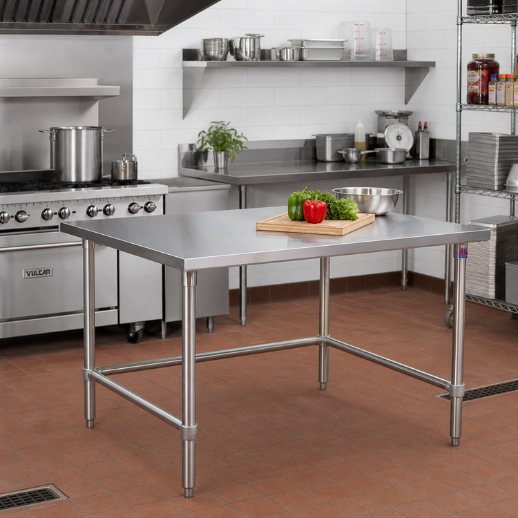 Product image #2 for John Boos 48" x 48" 16-Gauge Type 300 Stainless Steel Work Table with Open Stainless Steel Base, ST6-4848SBK