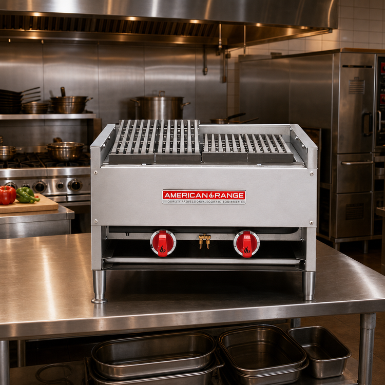 Product image #2 for American Range AECB-64 72-Inch Gas Countertop Lava-Rock Charbroiler