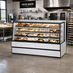 Thumbnail image #2 for Federal Industries High Volume Series SGD7742 77-Inch Non-Refrigerated Bakery Display Case, Sloped Glass, LED Lighting, 2 Adjustable Shelves