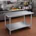 Thumbnail image #2 for John Boos Stallion 60-Inch x 36-Inch 16-Gauge 300 Series Stainless Steel Flat-Top Work Table with Galvanized Base and Adjustable Undershelf