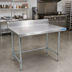 Thumbnail image #2 for BK Resources CVTR5OB-8430 84 x 30 Inch Stainless Steel Work Table, 16-Gauge 304 Top, 5-Inch Riser, Open Base