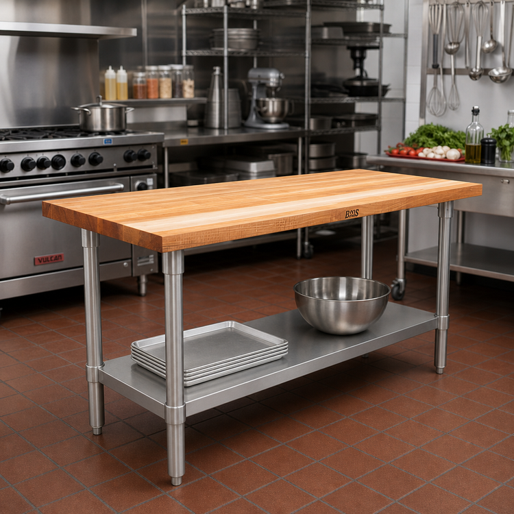 Product image #2 for John Boos 72-Inch x 18-Inch Wood Top Work Table with Adjustable Undershelf and Bullet Feet