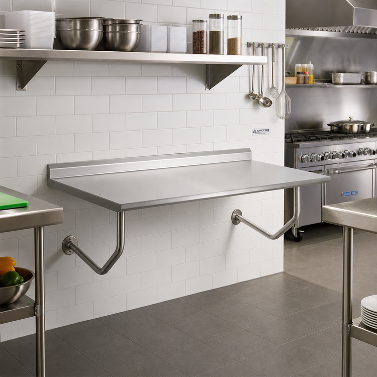Product image #2 for Advance Tabco FSS-W-305 60 x 30 Inch Wall-Mounted 14-Gauge 304 Stainless Steel Table with 1-1/2 Inch Backsplash