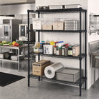 Thumbnail image #2 for Quantum WR86-3660BK Wire Shelving Starter Kit, 60"W x 36"D x 86"H, 4 Shelves, Black Epoxy Finish