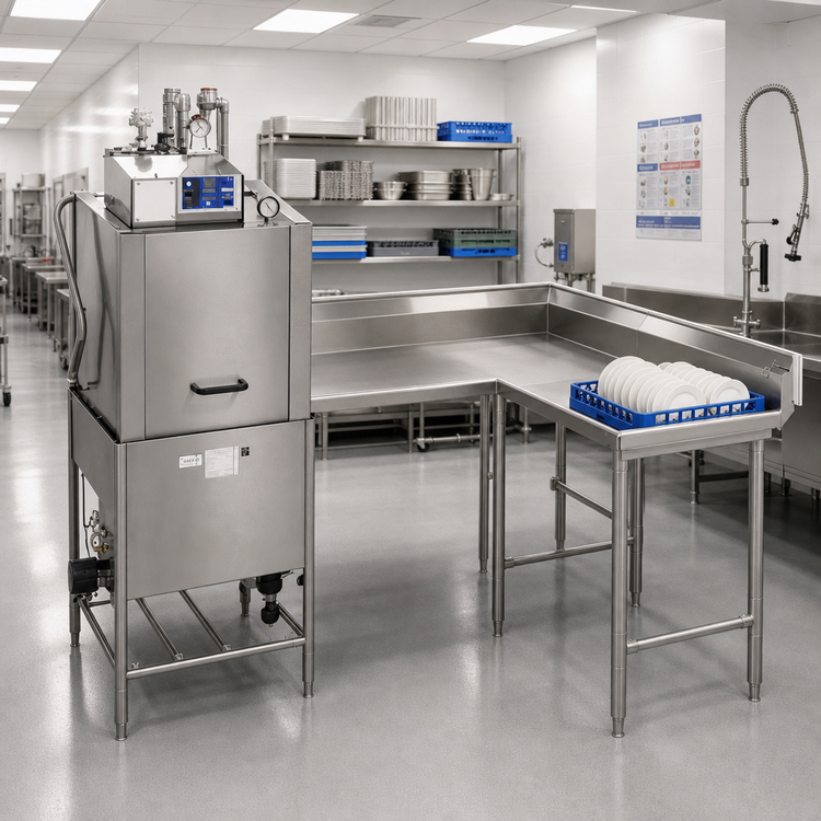 Product image #2 for Eagle Group Right-Hand Corner Clean Dishtable, 84-Inch Machine-to-Corner x 60-Inch Corner-to-End, 16/430 Stainless Steel