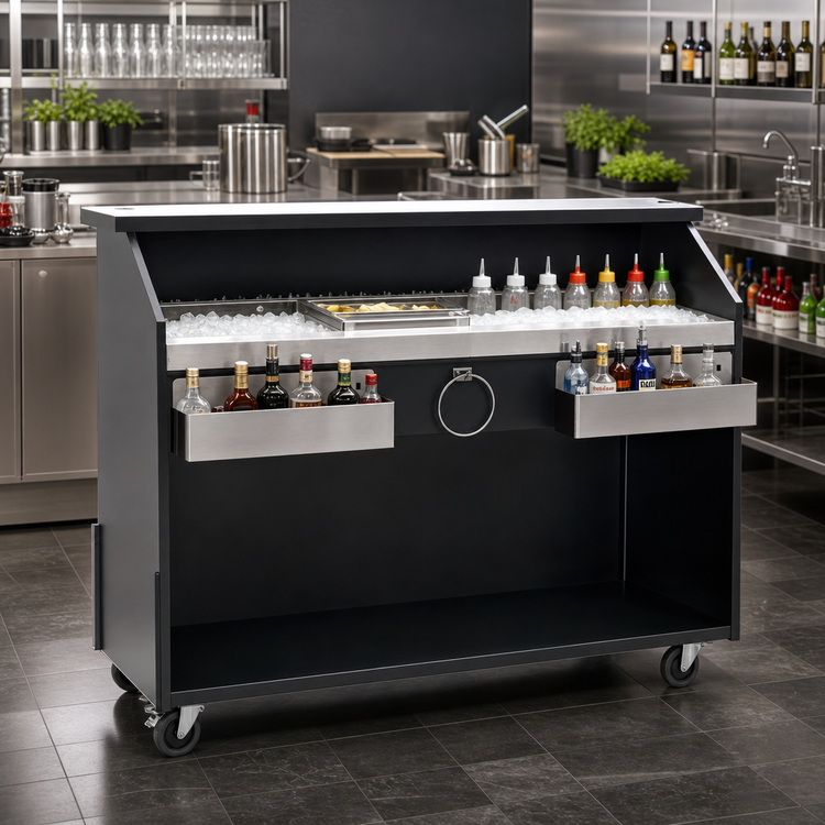 Product image #2 for Deluxe 5-Foot Standard Portable Bar with Ice Bin, Speed Rails, and Casters