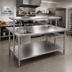 Thumbnail image #2 for Advance Tabco 60 x 48 Inch 14-Gauge 304 Stainless Steel Flat Top Work Table with Galvanized Undershelf