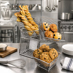 Thumbnail image #2 for American Metalcraft Birdnest BNRB46C Chrome-Plated Square Wire Serving Basket/Riser, Invertible, 6-Inch Top x 4-Inch Bottom Case of 36