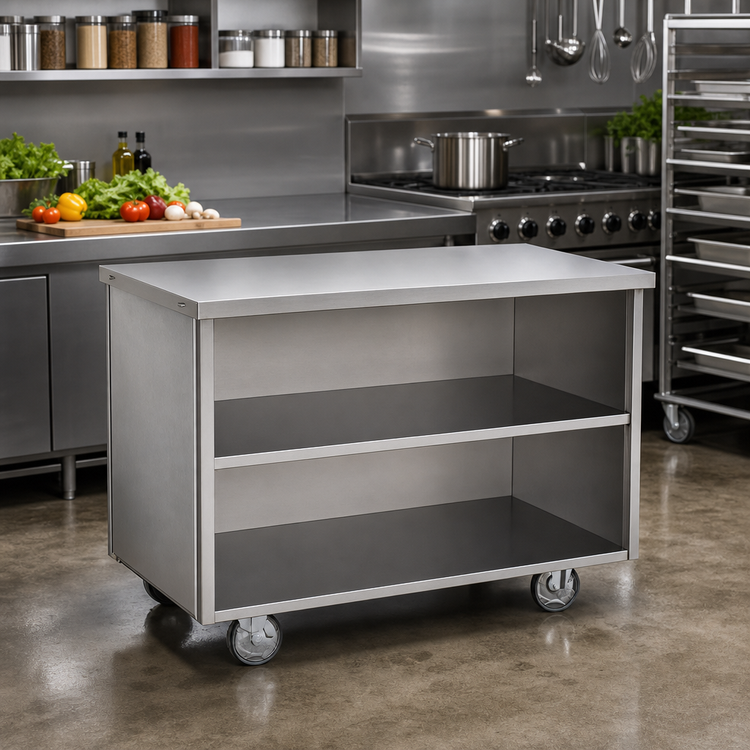 Product image #2 for Randell RAN ST-4S Mobile Modular Utility Station with Open Storage Base and Stainless Steel Top