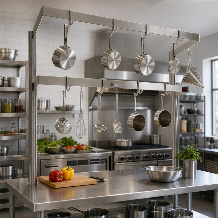 Product image #2 for John Boos PRD4 Table-Mount Double-Bar Stainless Steel Pot Rack, 91-1/4 Inch Wide
