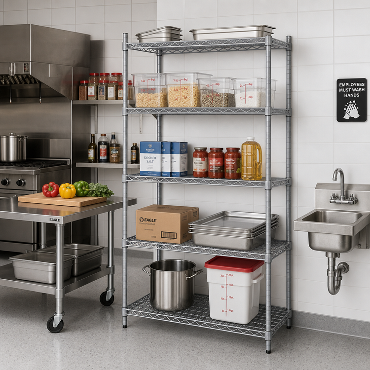 Product image #2 for EagleGard 5-Tier Add-On Wire Shelving Unit, 30 x 18 x 74 Inches, Hybrid Epoxy Finish
