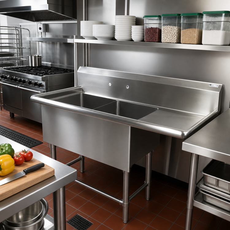Product image #2 for John Boos Pro-Bowl 2-Compartment Stainless Steel Sink with 30-Inch Right Drainboard, 82-3/16 x 29-1/2 x 44-1/16 Inches