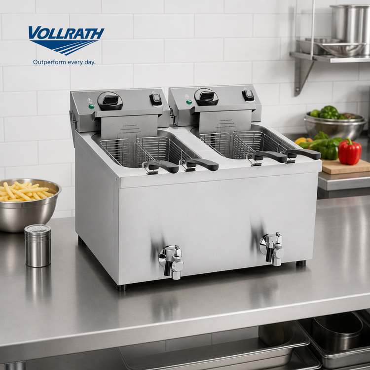 Product image #2 for Vollrath 10 lb Double-Well Countertop Electric Fryer, 208-240V