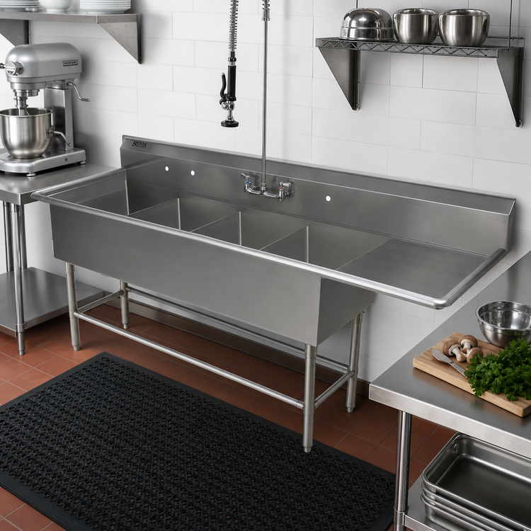 Product image #2 for John Boos Pro-Bowl 4-Compartment Stainless Steel Sink with Right Drainboard