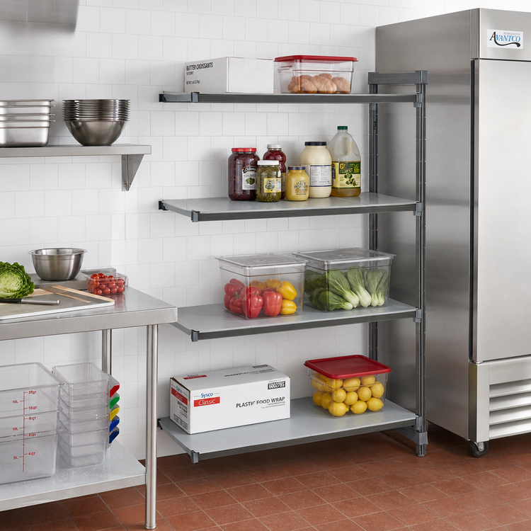 Product image #2 for Cambro Camshelving Basics Plus 18 x 30 x 72 Inch 4-Tier Solid Polymer Add-On Shelving Unit, Brushed Graphite