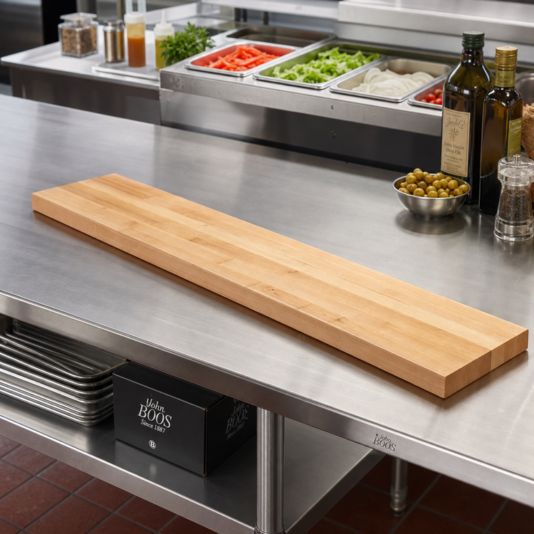 Product image #2 for John Boos L-O Series 60 Inch x 8 Inch x 1-1/4 Inch Edge Grain Maple Steam Table Cutting Board