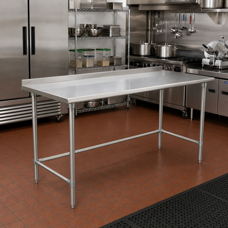 Product image #2 for BlendPort Budget Series 60" x 24" 430 Stainless Steel Work Table with Rear Upturn