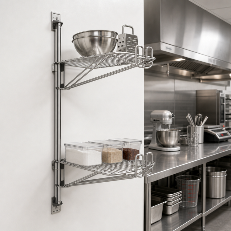 Product image #2 for 33-Inch Stainless Steel Wall-Mount Wire Shelving Post with Top and Bottom Support