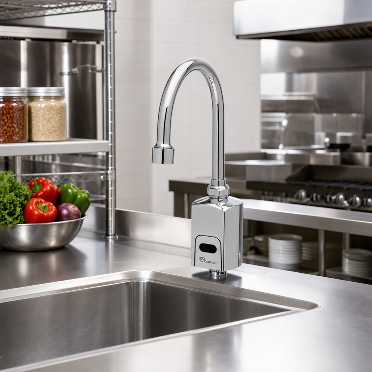 Product image #2 for T&S ChekPoint Touchless Electronic Deck Mount Faucet with Swivel/Rigid Gooseneck Spout, 0.5 GPM