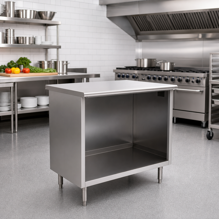 Product image #2 for Eagle Spec-Master Open Front Cabinet Base Worktable, Flat Top, 36 x 30 Inches, 14-Gauge 304 Stainless Steel