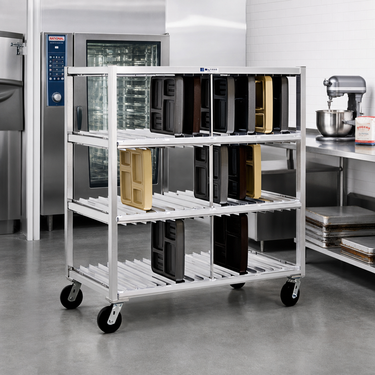 Product image #2 for New Age Mobile Aluminum Tray Drying Rack, 3 Levels, 120-Tray Capacity