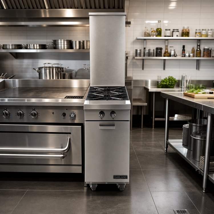 Product image #2 for Garland Master Series Heavy Duty 12-Inch Gas Add-A-Unit Range Attachment with Storage Base and 2 Open Burners