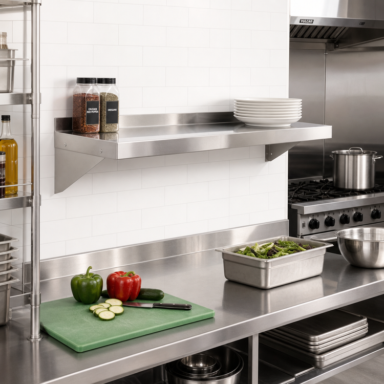 Product image #3 for Mixrite 36-Inch x 12-Inch x 10-Inch Wall-Mounted Stainless Steel Shelf