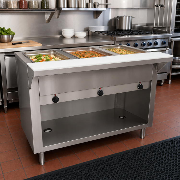 Product image #2 for Electric Hot Food Table with 3 Wells, 208/240V, Stainless Steel, 47-1/8 Inch Wide