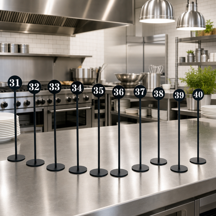 Product image #2 for Laser-Cut Stainless Steel Number Stand Set, Black, 2" Dia. x 10" H, Nos. 31-40