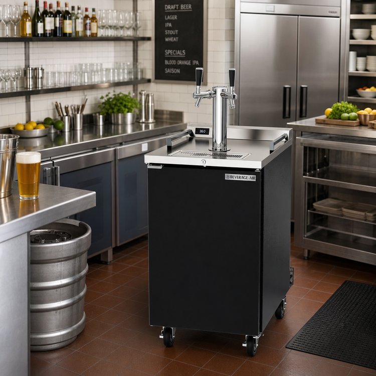 Product image #3 for Beverage-Air Dual Zone Wine & Beer Draft Cooler with 2-Tap Tower, 4-Keg Capacity, 24-Inch Wide