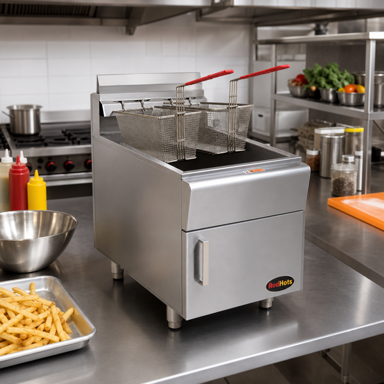 Product image #2 for RedHots Countertop Liquid Propane Gas Fryer with Single Fry Pot, 30 lb. Fat Capacity