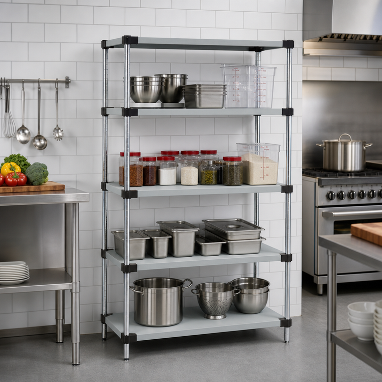 Product image #2 for Quantum 60-Inch x 18-Inch x 74-Inch Stationary Solid Stainless Steel Shelving Starter Kit