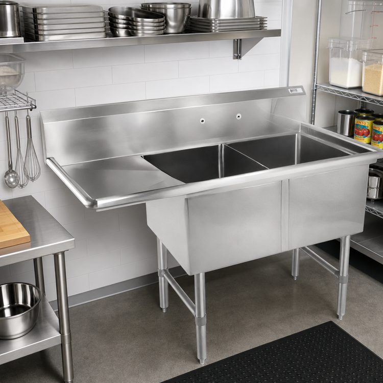 Product image #2 for John Boos B Series 2-Compartment Sink with 18-Inch Left Drainboard