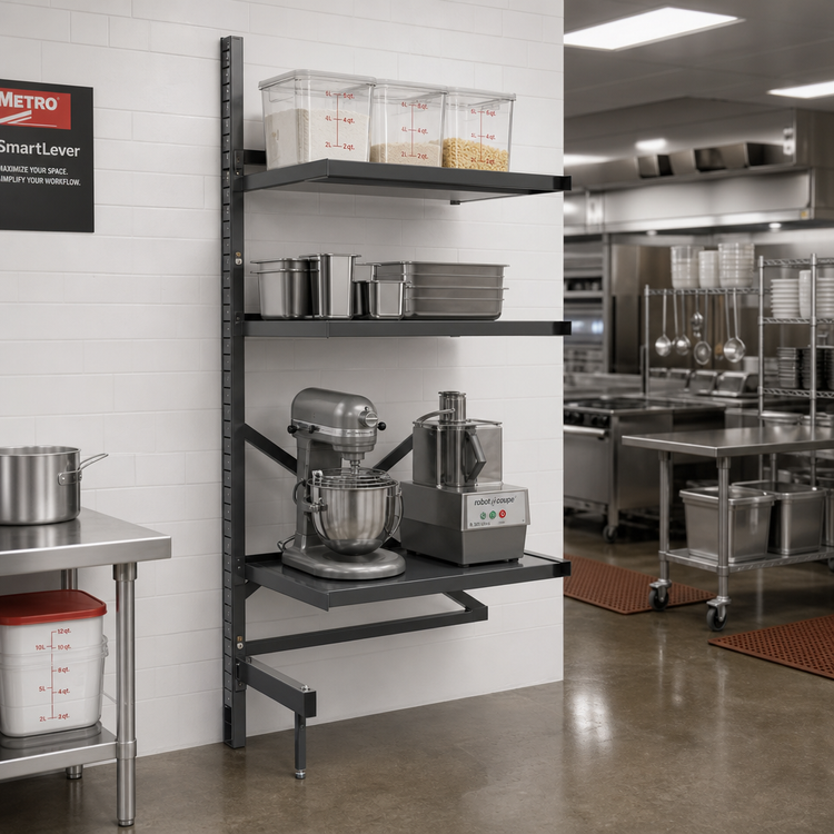 Product image #2 for Metro SmartLever Add-On Cantilevered Shelving Kit for 60 x 18 Inch Shelves, 76-3/8 Inch High