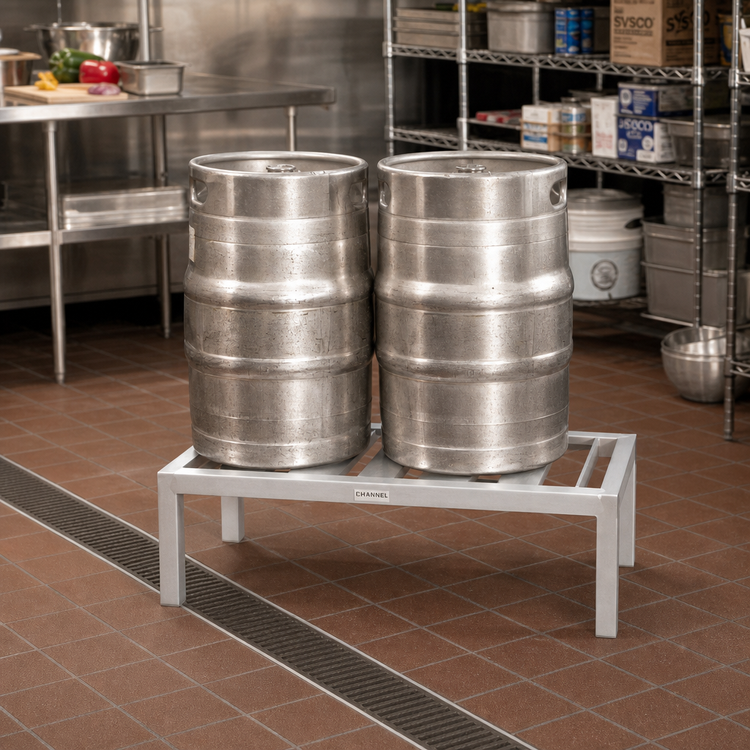 Product image #2 for Channel Manufacturing KDR136 All-Welded Aluminum Keg Dunnage Rack, 36 x 18 x 12 Inches, 2-Keg Capacity