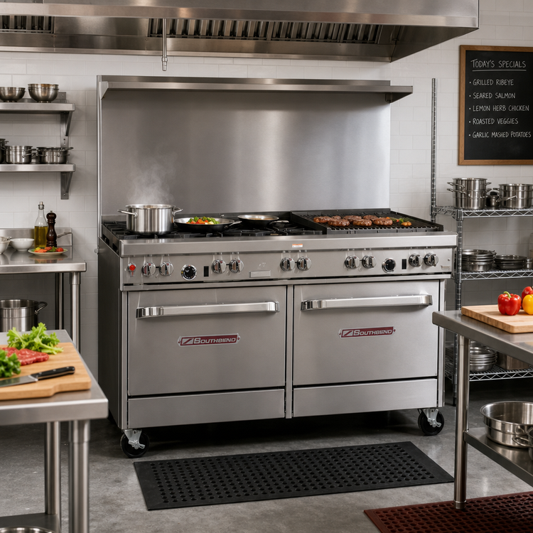 Product image #2 for Southbend Ultimate 60-Inch Gas Restaurant Range with 4 Star/Sauté Burners, 36-Inch Charbroiler, and 2 Standard Ovens