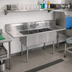 Thumbnail image #2 for BK Resources Three-Compartment Sink with Left and Right Drainboards, 18 Gauge 304 Stainless Steel