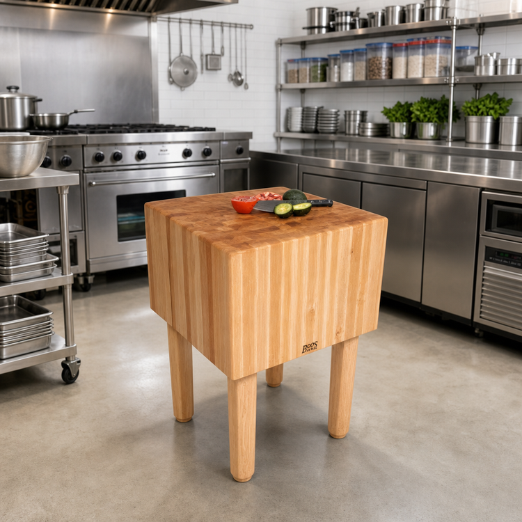 Product image #2 for John Boos AA03 Traditional End Grain Maple Butcher Block Work Table, 30 x 24 x 34 Inches, 16-Inch Thick Top