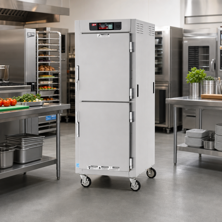 Product image #2 for Metro C5 8 Series Full-Height Mobile Controlled Temperature Holding Cabinet with Solid Dutch Doors, 35 Pan Capacity