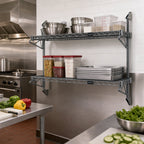 Thumbnail image #2 for Quantum WC34-CB2448GY Wall-Mounted Wire Shelving Unit, Two-Shelf Cantilever, 48 x 24 Inches, Gray Epoxy