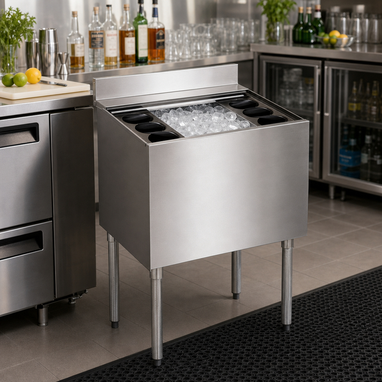 Product image #2 for Krowne Silver Series 24 Inch Insulated Bar Ice Bin with 7-Circuit Cold Plate and Full Sliding Cover